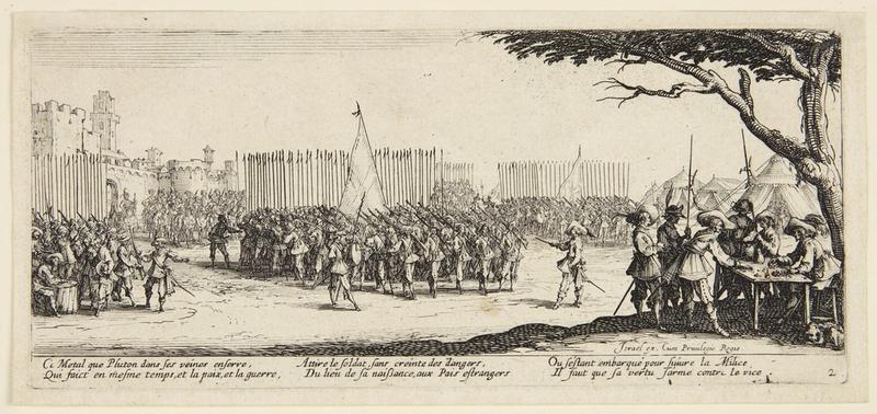 Enrollment of Troops, from the series Les Grandes Misères de la Guerre (The Miseries of War), 1633 Jacques Callot, French, 1592–1635