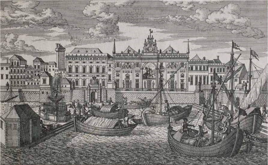 il ponte reale il ponte nuovo della mercanzia e il palazzo di san giorgio visti dal mare