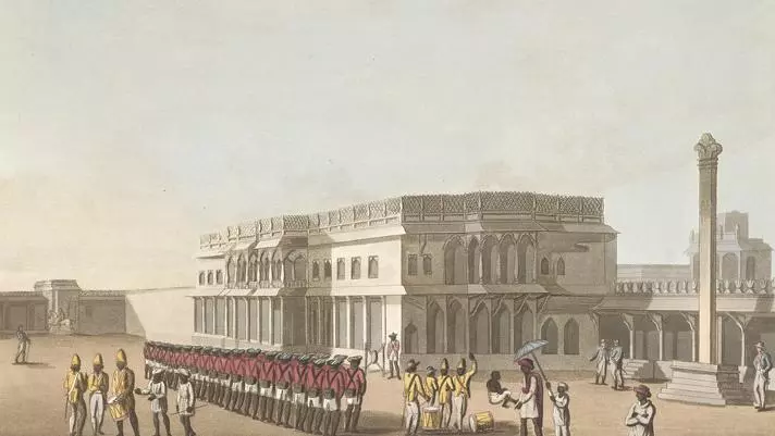 sepoys at the palace of tipu sultan in bangalore