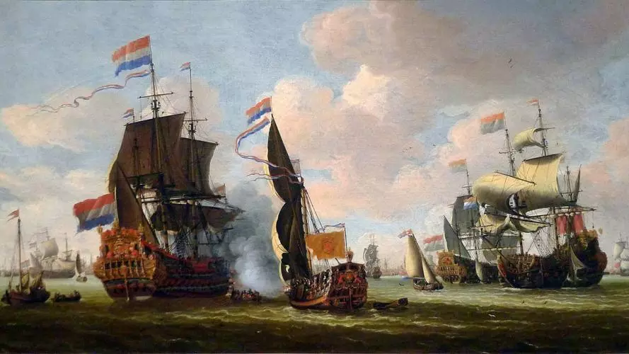 the dutch fleet in the harbour of amsterdam abraham storck
