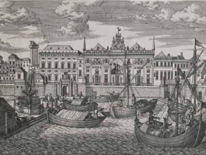 il ponte reale il ponte nuovo della mercanzia e il palazzo di san giorgio visti dal mare